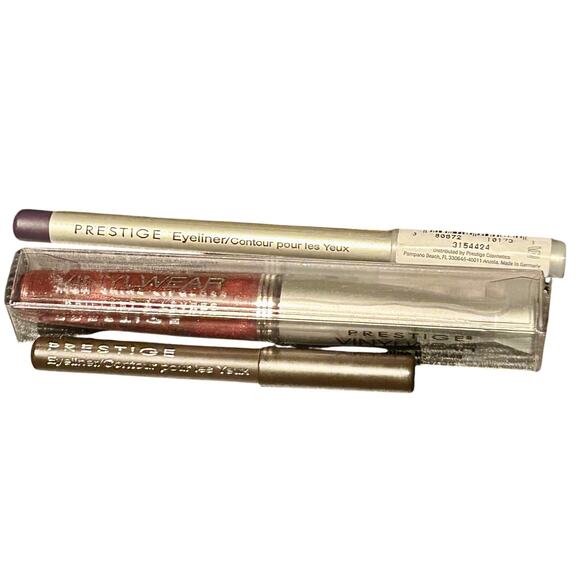 ~NWOB~Prestige Eyeliners in Black-Brown travel size 0.02 oz, Wine FS,& Red Lip - Picture 1 of 9
